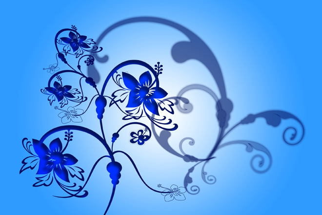 Fractal blue flowers growing with shadow 